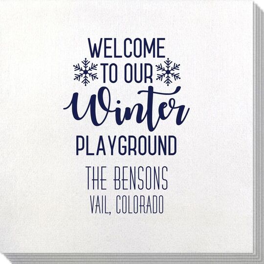 Welcome To Our Winter Playground Bamboo Luxe Napkins